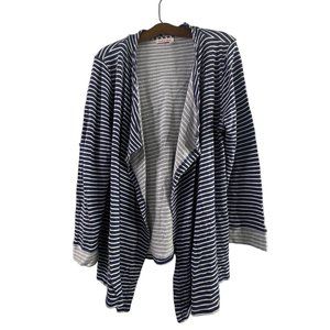 Fresh Produce Weekender French Terry Cardigan Womens M Stripe Cotton Blend